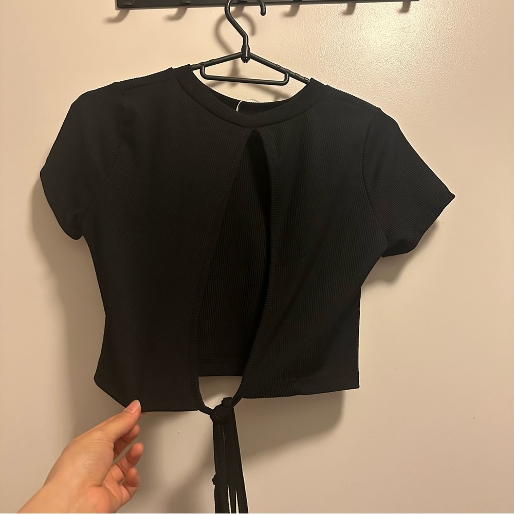 Open back Black Crop top